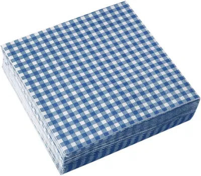 Blau-weißes Gingham-Muster für Abendessen, Picknick und Partys, 50 Packungen Einweg-Papierservietten